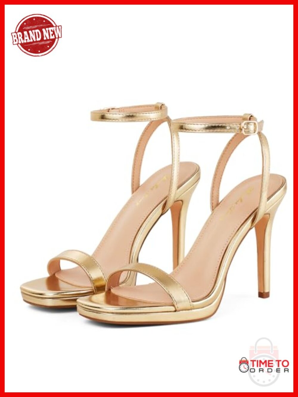 Women's Stiletto Heeled Sandals Open Square Toe Ankle Strap Party Wedding
